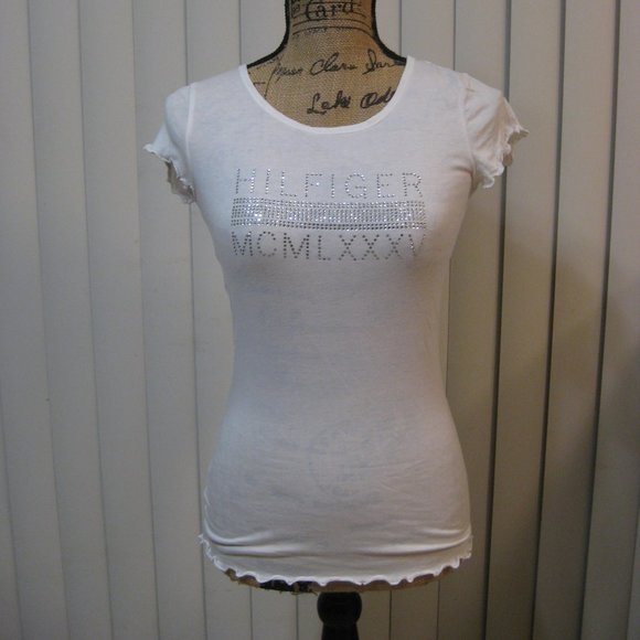 Tommy Hilfiger Tops - NWOT Tommy Hilfiger logo white tee t shirt top XS extra